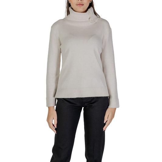 Street One Cremefarbener Viskose-Rollkragenpullover