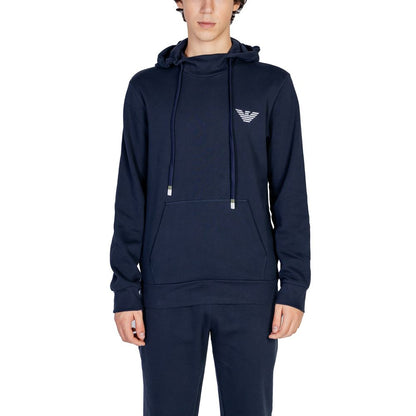Emporio Armani Underwear Blauer Baumwoll-Kapuzenpulli