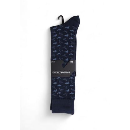 Emporio Armani Underwear Blaue Baumwollsocke