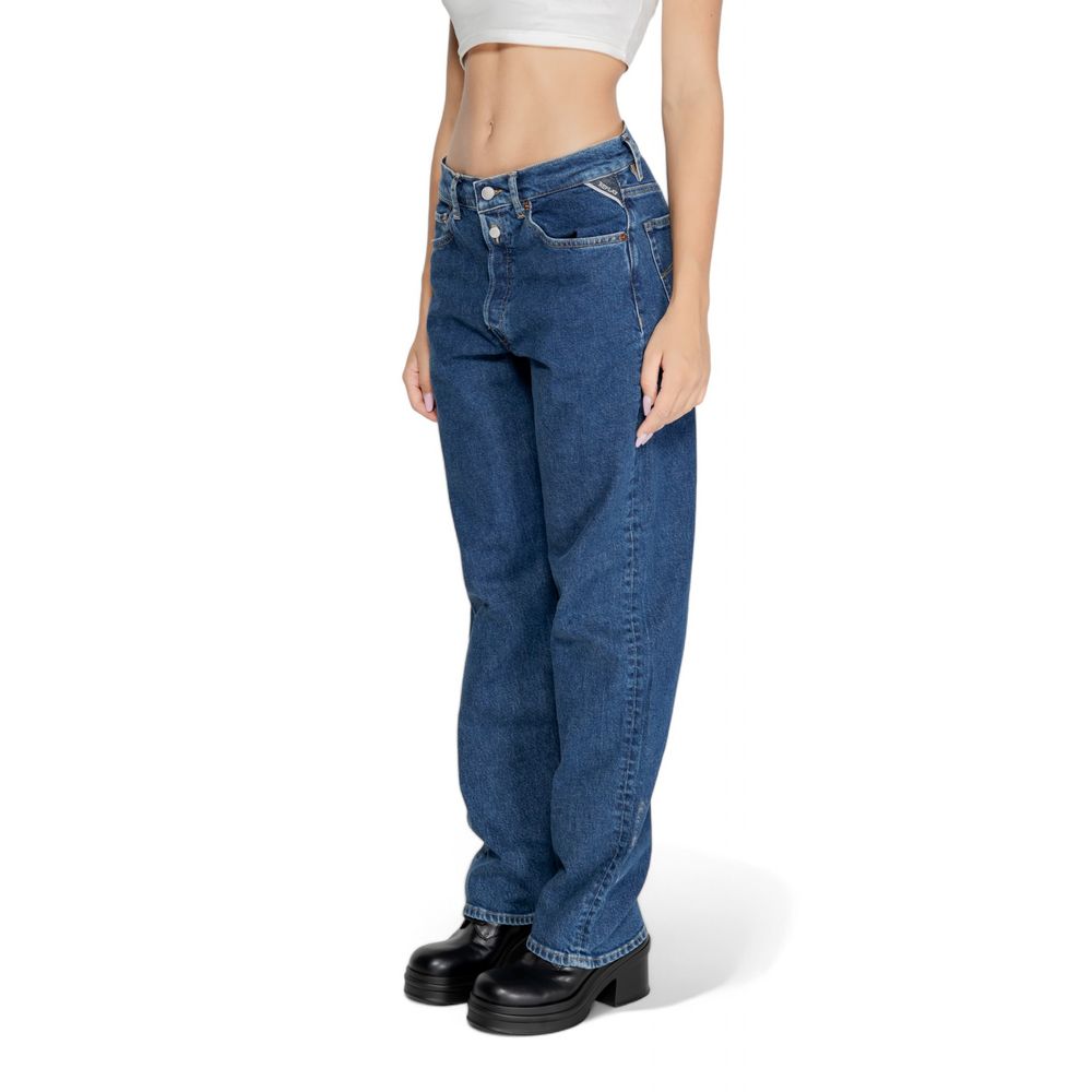 Replay Blaue Mom-Jeans aus Baumwolle