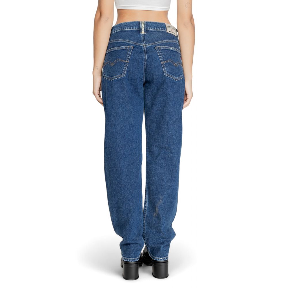 Replay Blaue Mom-Jeans aus Baumwolle