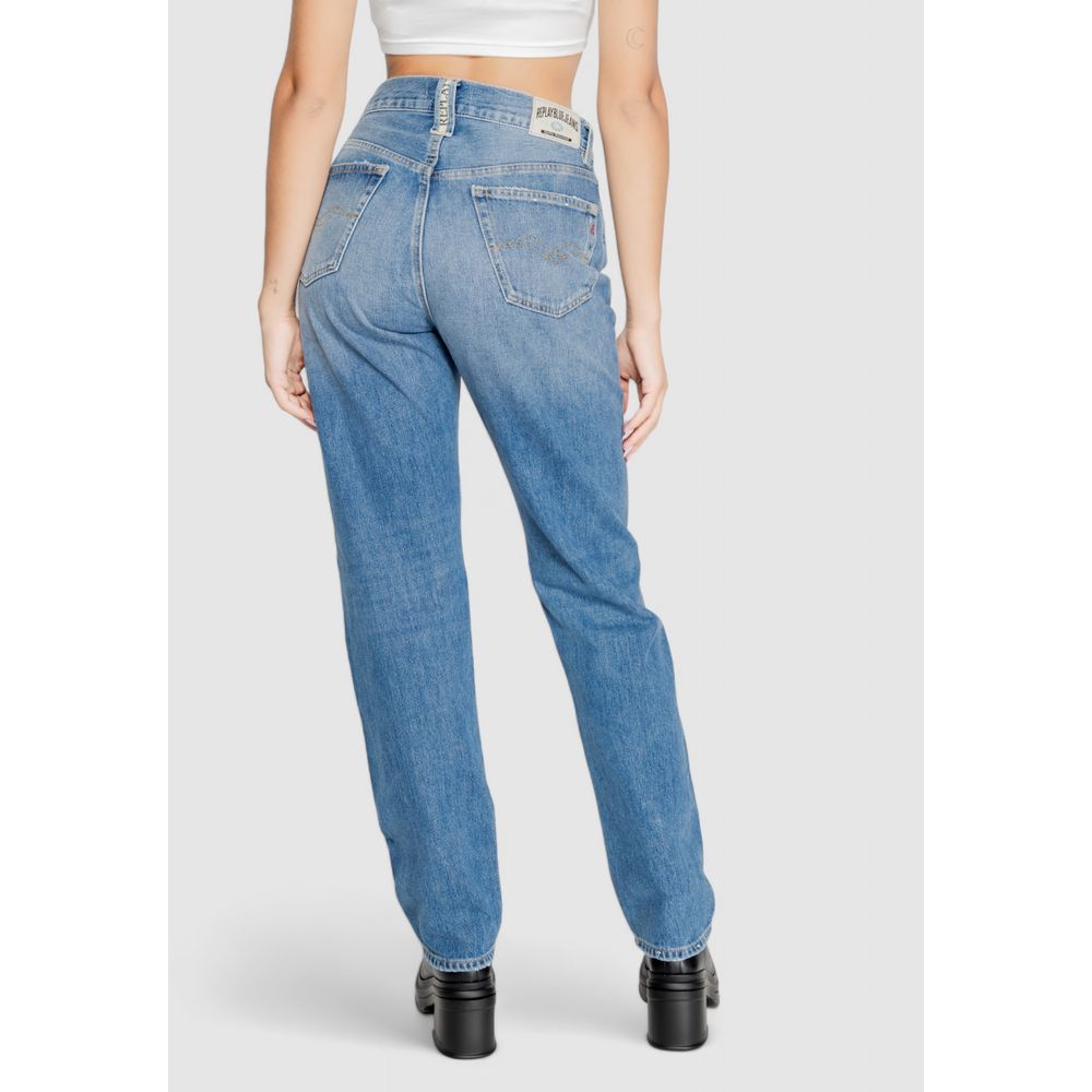 Replay Blaue Mom-Jeans aus Baumwolle