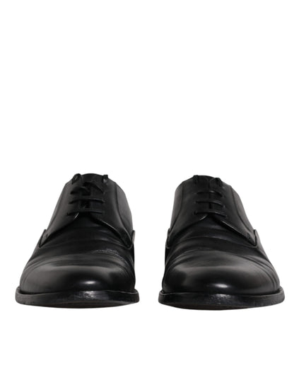 Dolce & Gabbana Schwarze Leder Schnürschuhe Männer Derby Formelle Schuhe