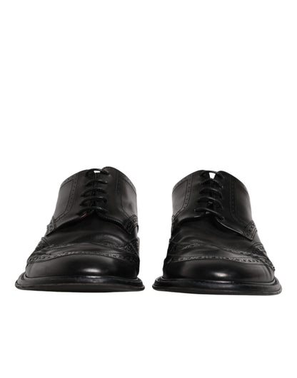 Dolce & Gabbana Schwarzes Leder Derby Wingtip Formelle Schuhe