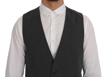 Dolce & Gabbana Graue STAFF Baumwollweste mit Streifen