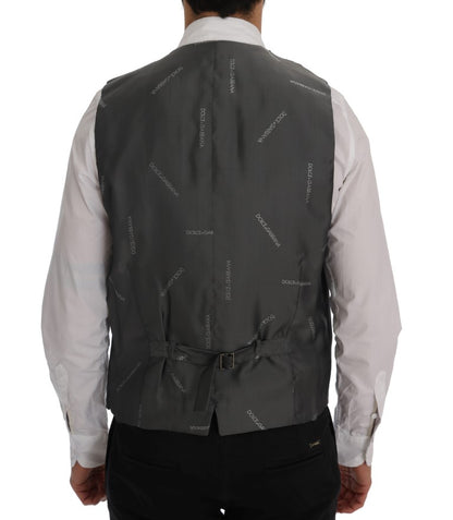 Dolce & Gabbana Graue STAFF Baumwollweste mit Streifen
