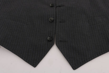 Dolce & Gabbana Graue STAFF Baumwollweste mit Streifen