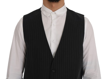 Dolce & Gabbana Graue STAFF Baumwollweste mit Streifen