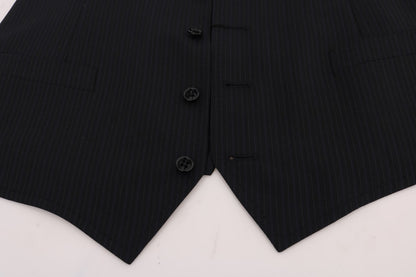 Dolce & Gabbana Schwarze STAFF Weste aus gestreifter Wolle