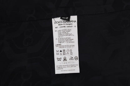 Dolce & Gabbana Schwarze STAFF Weste aus gestreifter Wolle