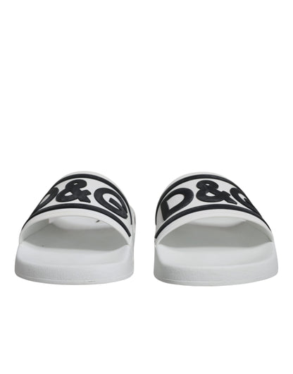 Dolce & Gabbana Weiß Schwarz Sandalen Gummi Beachwear Schuhe