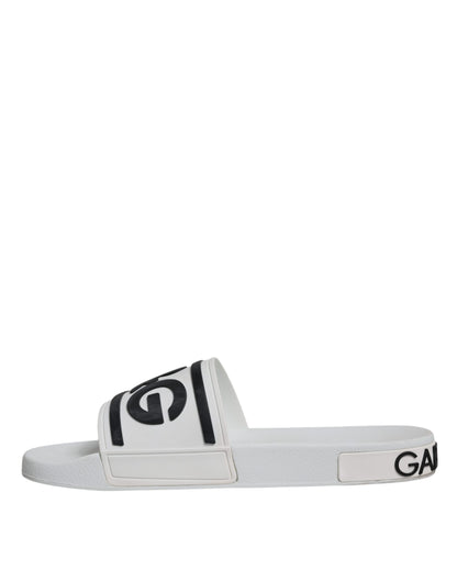 Dolce & Gabbana Weiß Schwarz Sandalen Gummi Beachwear Schuhe
