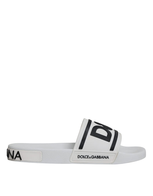 Dolce & Gabbana Weiß Schwarz Sandalen Gummi Beachwear Schuhe