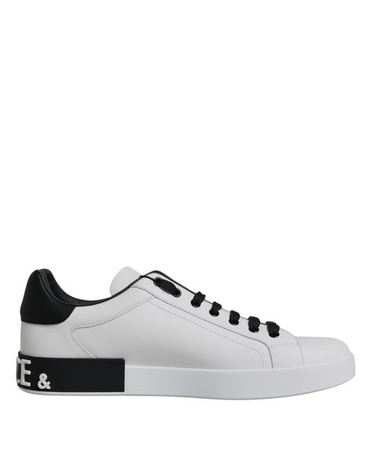 Dolce & Gabbana Weiß Leder Logo Portofino Turnschuhe Schuhe