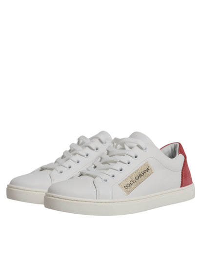 Dolce & Gabbana Weiß London Kalbsleder Turnschuhe Schuhe