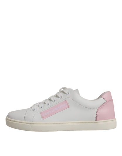 Dolce & Gabbana Weiß Klassische Kalbsleder Turnschuhe Schuhe