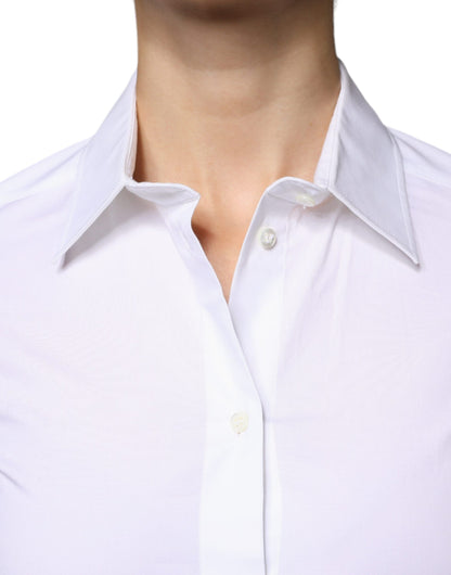 Dolce & Gabbana Weißes Baumwollhemd mit Kragen und langen Ärmeln