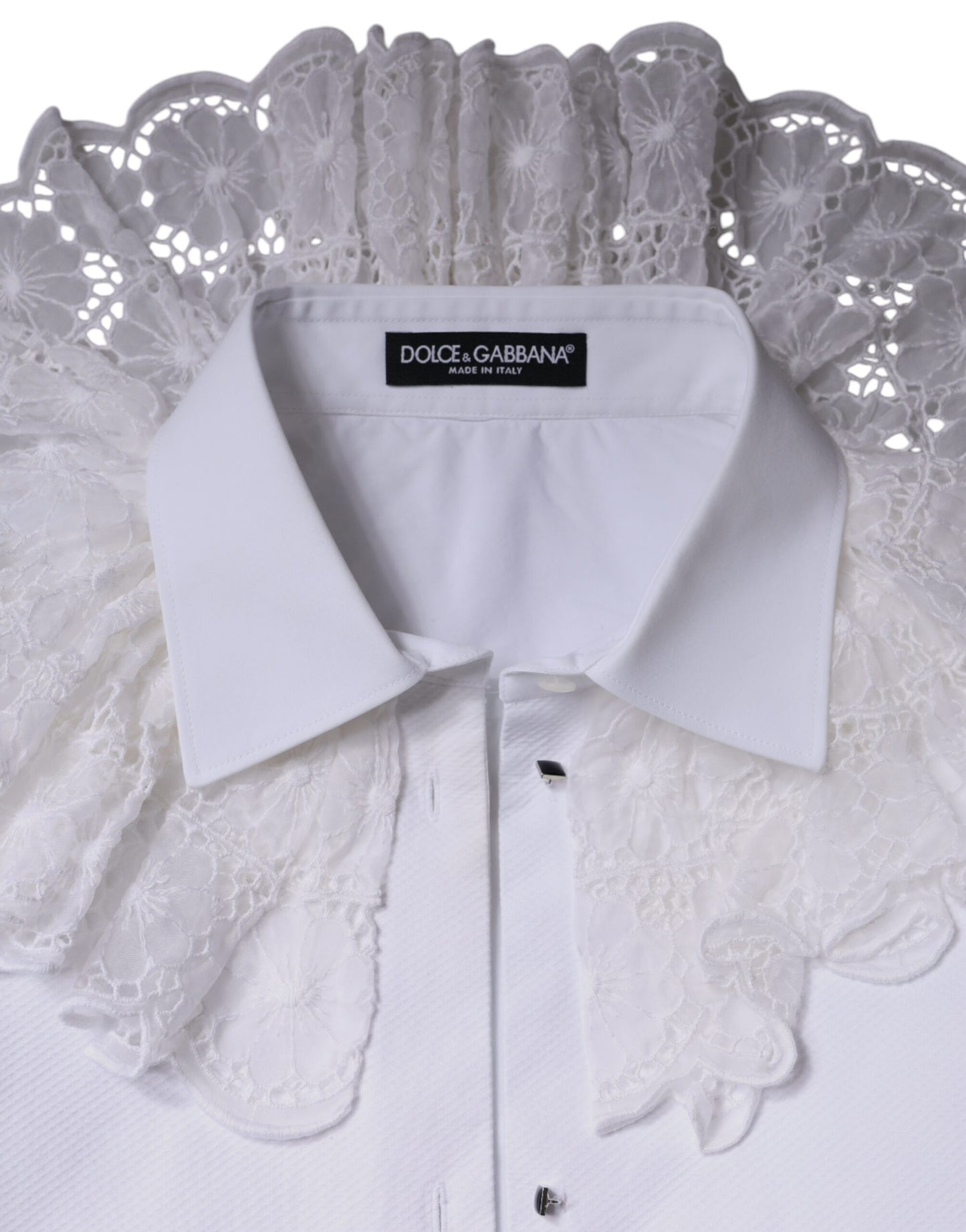 Dolce & Gabbana Weißes Baumwoll-Popeline-Hemd Kleid Bluse Oberteil
