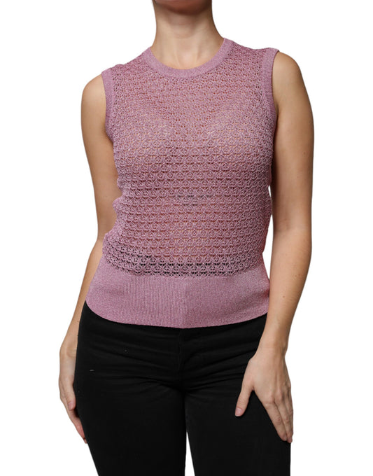 Dolce & Gabbana Pinkes ärmelloses Tank-Top aus Mesh
