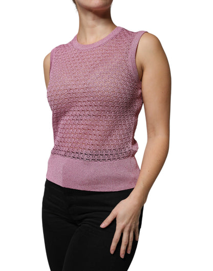 Dolce & Gabbana Pinkes ärmelloses Tank-Top aus Mesh