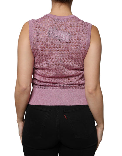 Dolce & Gabbana Pinkes ärmelloses Tank-Top aus Mesh