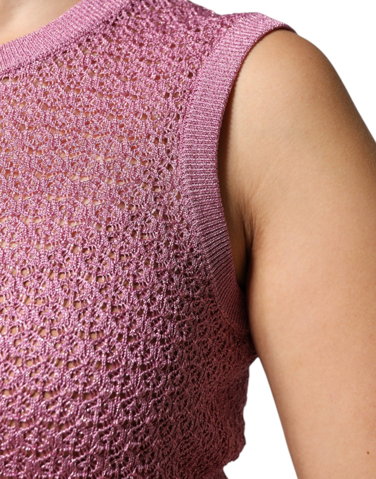Dolce & Gabbana Pinkes ärmelloses Tank-Top aus Mesh