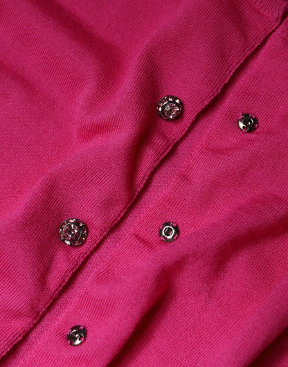 Dolce & Gabbana Rosa Wollstrickjacke mit Knopfleiste