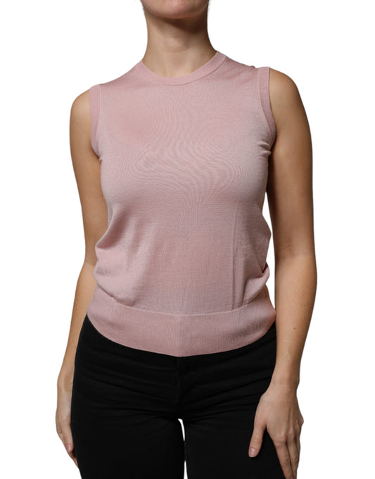 Dolce & Gabbana Rosa Kaschmir Strick-Tanktop ohne Ärmel