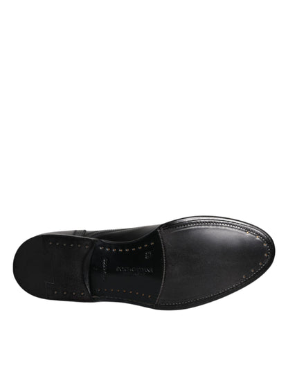 Dolce & Gabbana Schwarzes Leder Derby Wingtip Formelle Schuhe