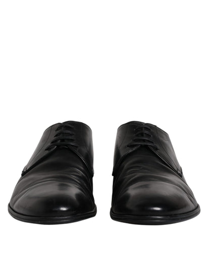 Dolce & Gabbana Schwarzes Lackleder Derby Herren Anzugschuhe