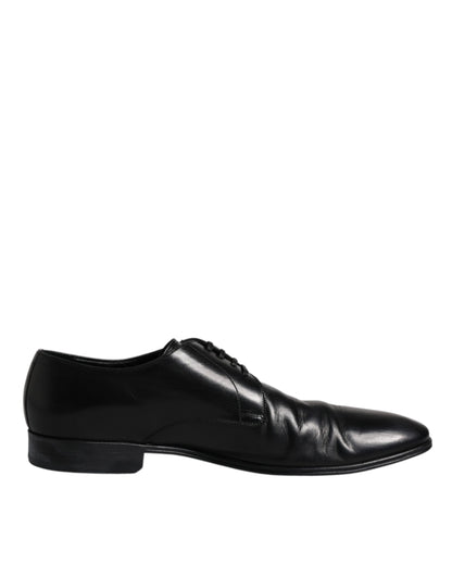 Dolce & Gabbana Schwarzes Lackleder Derby Herren Anzugschuhe