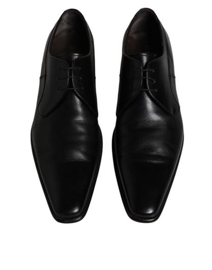 Dolce & Gabbana Schwarzes Leder Derby Männer Formelle Anzugschuhe