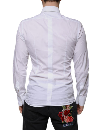 Dolce & Gabbana Weißes Slim Fit Barock GOLD Herren-Hemd