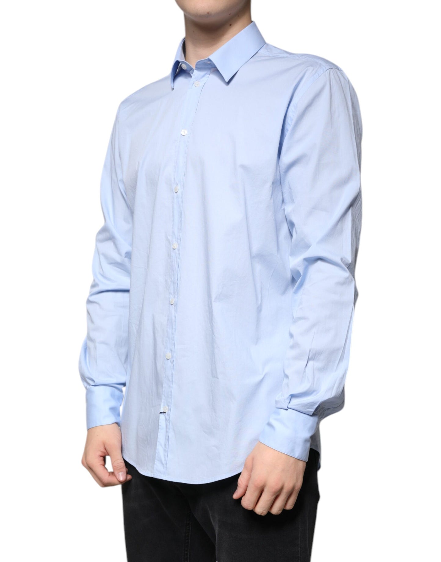 Dolce & Gabbana Hellblaues Baumwollhemd MARTINI Slim Fit