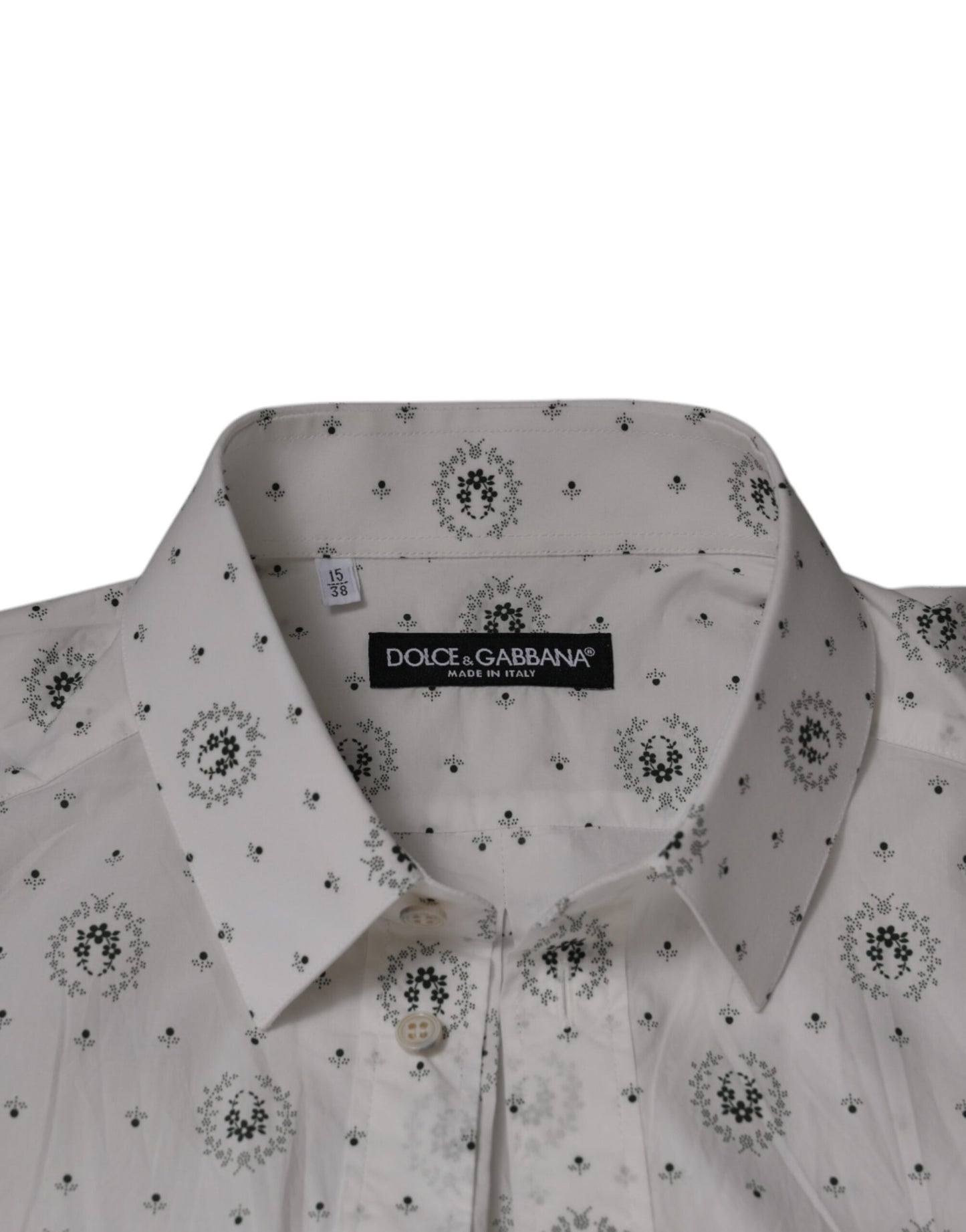 Dolce & Gabbana Weißes bedrucktes Slim Fit Hemd aus Baumwolle für Männer