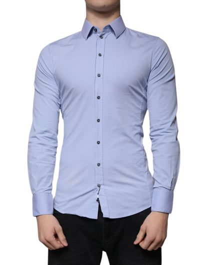 Dolce & Gabbana Hellblaues Baumwollhemd SICILIA Slim Fit
