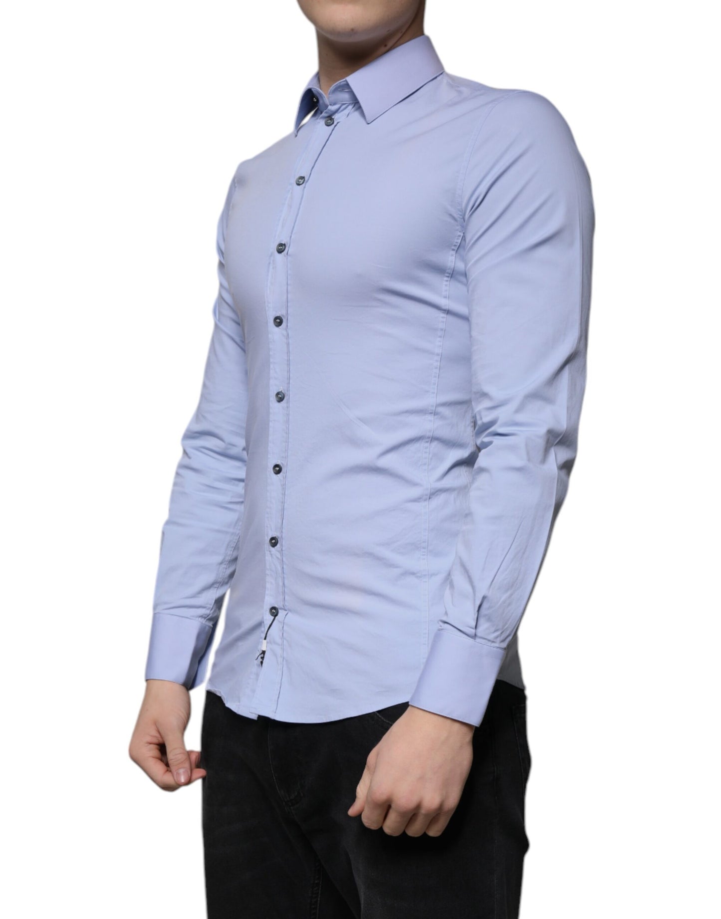 Dolce & Gabbana Hellblaues Baumwollhemd SICILIA Slim Fit