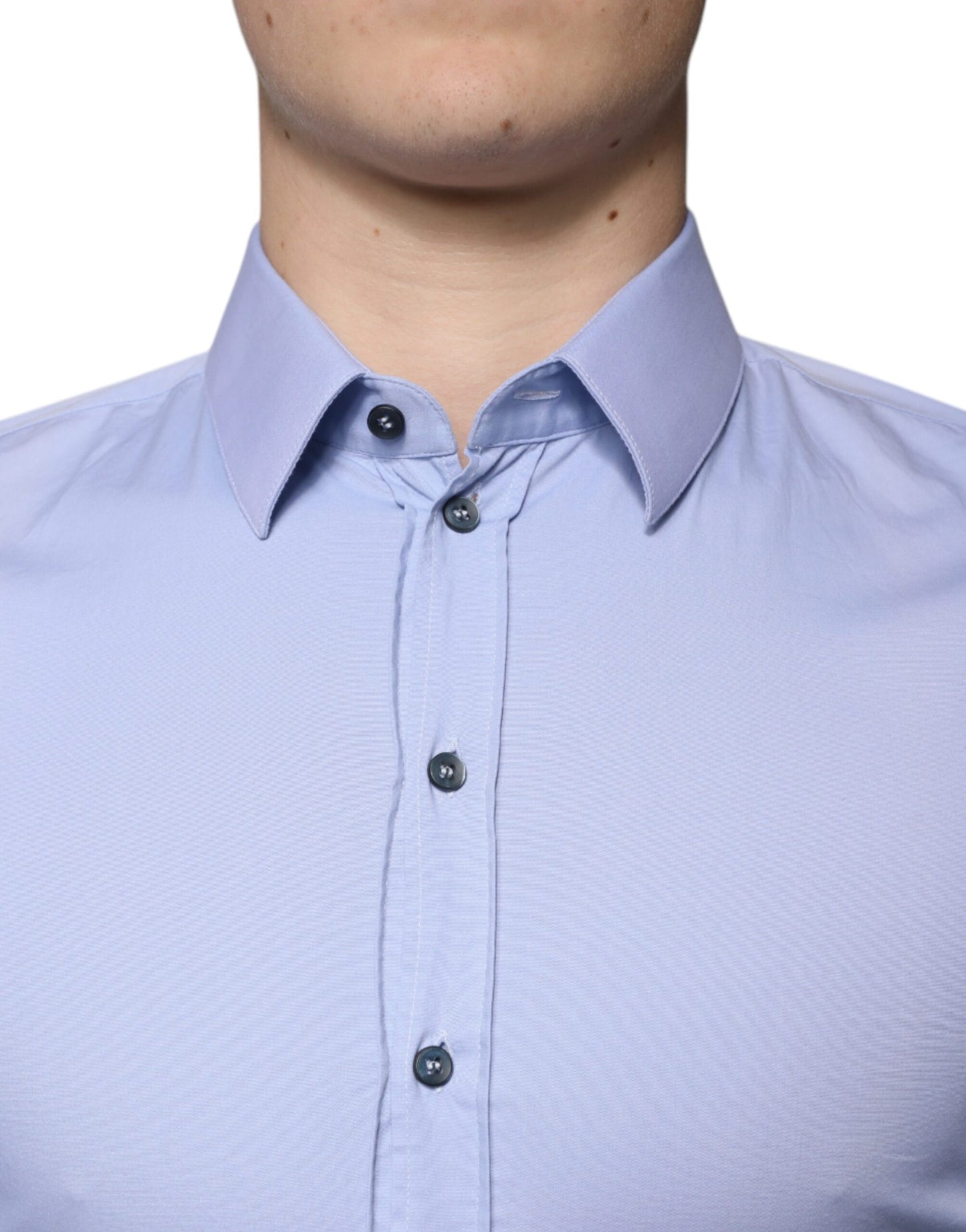 Dolce & Gabbana Hellblaues Baumwollhemd SICILIA Slim Fit