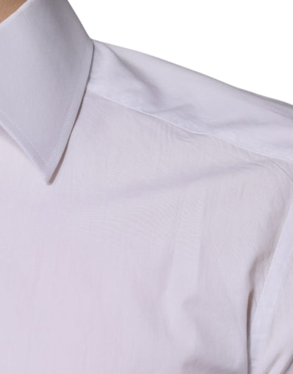 Dolce & Gabbana Weißes Slim Fit GOLD Herrenhemd aus Baumwolle