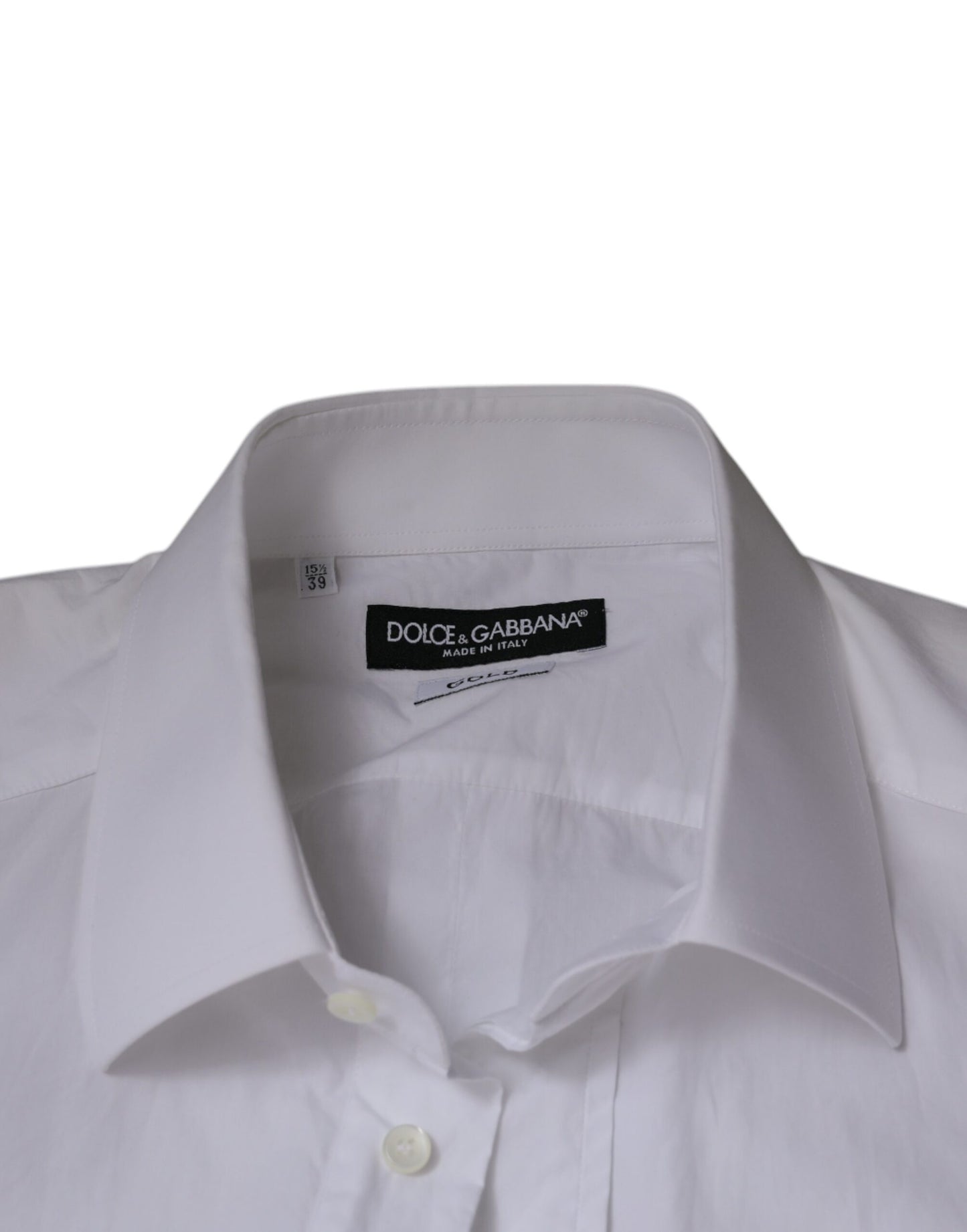 Dolce & Gabbana Weißes Slim Fit GOLD Herrenhemd aus Baumwolle