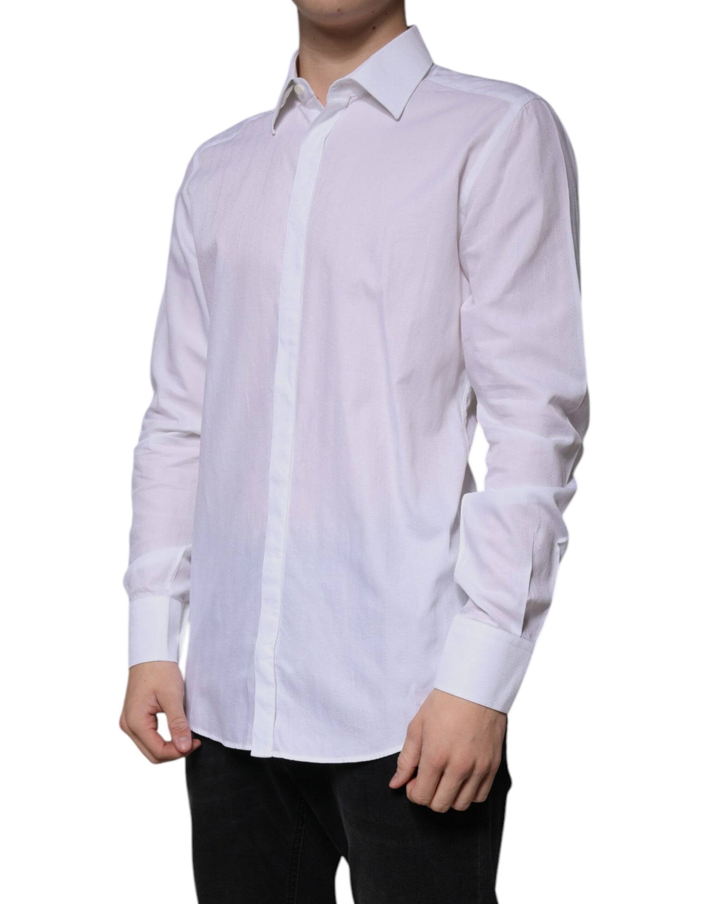 Dolce & Gabbana Weißes Baumwollhemd Slim Fit Formal GOLD Dress Shirt