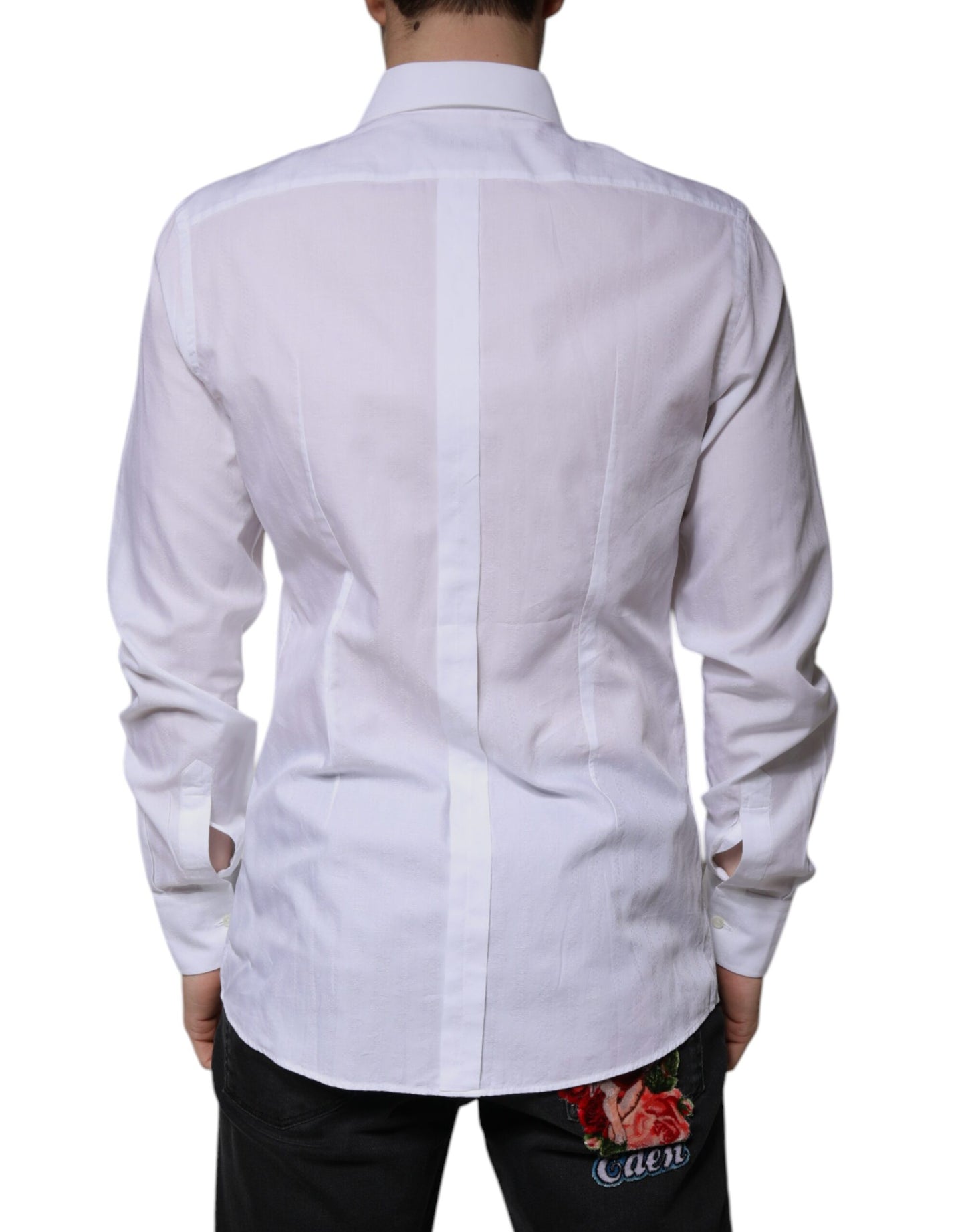 Dolce & Gabbana Weißes Baumwollhemd Slim Fit Formal GOLD Dress Shirt