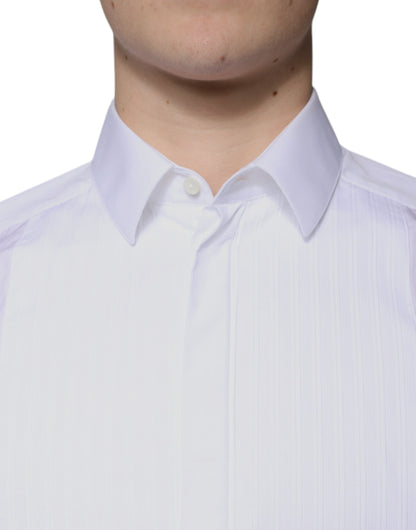 Dolce & Gabbana Weißes Lätzchen Baumwolle Popeline GOLD Herren Hemd