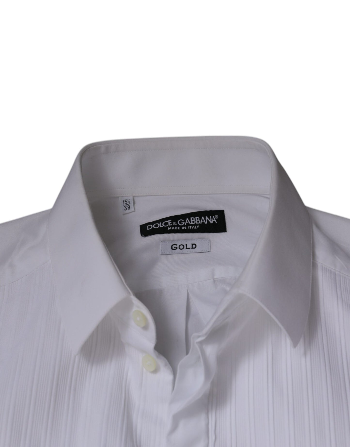 Dolce & Gabbana Weißes Lätzchen Baumwolle Popeline GOLD Herren Hemd