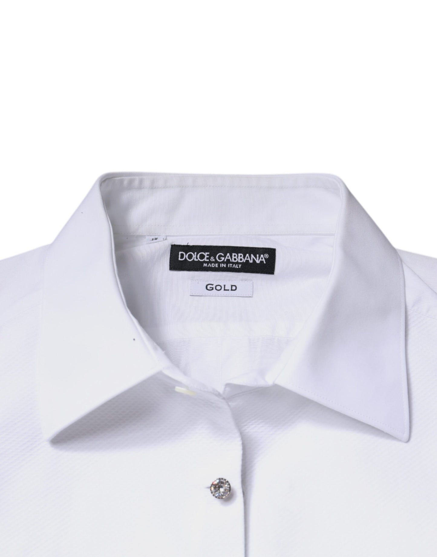 Dolce & Gabbana Weißes Lätzchen Baumwolle Popeline GOLD Herren Hemd