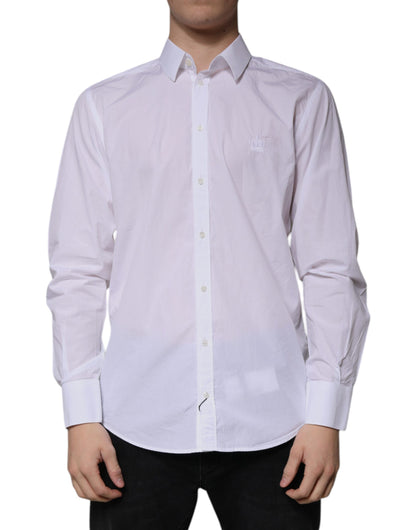 Dolce & Gabbana Weißes Slim Fit MARTINI Herrenhemd aus Baumwolle