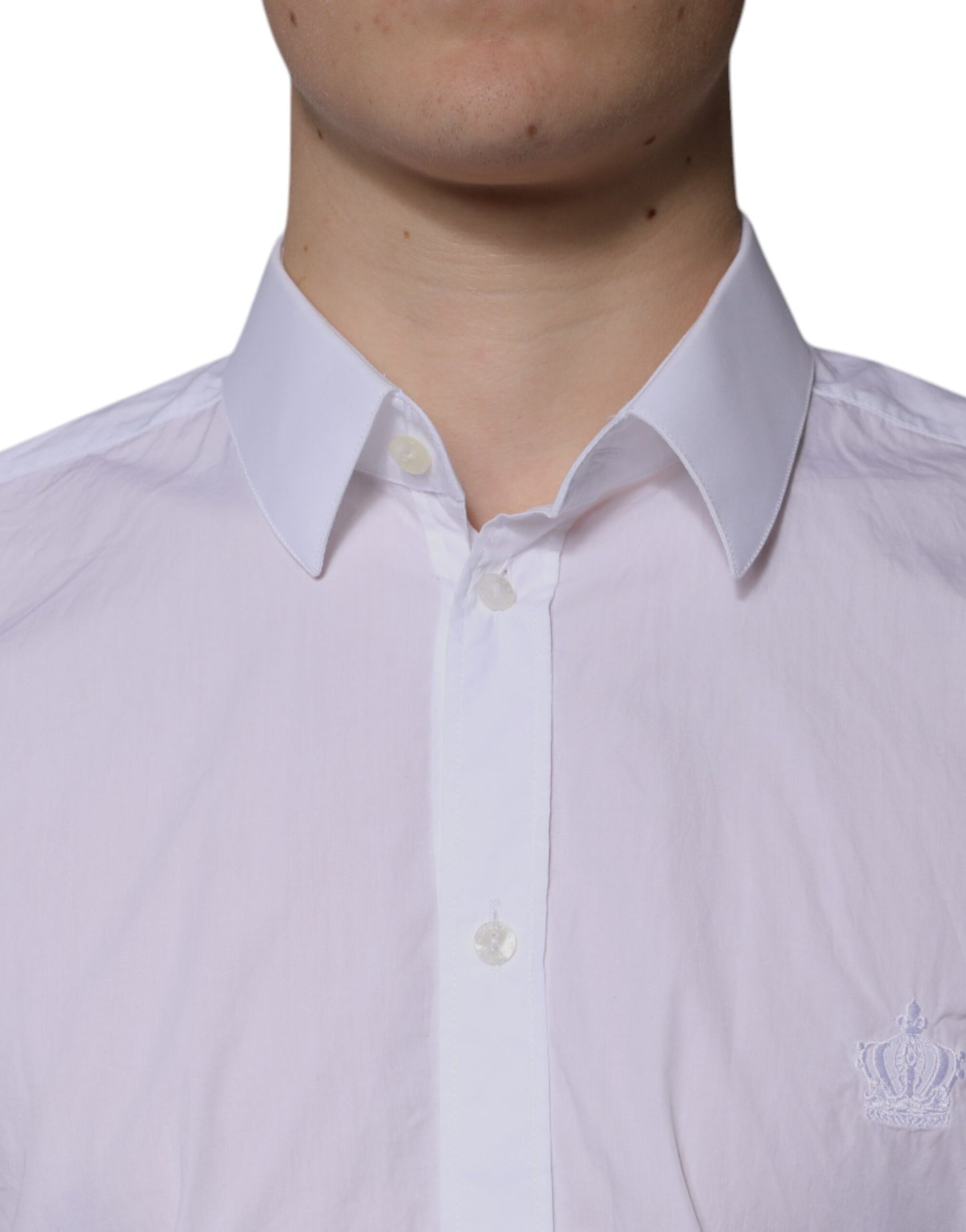 Dolce & Gabbana Weißes Slim Fit MARTINI Herrenhemd aus Baumwolle