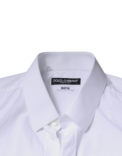 Dolce & Gabbana Weißes Slim Fit MARTINI Herrenhemd aus Baumwolle