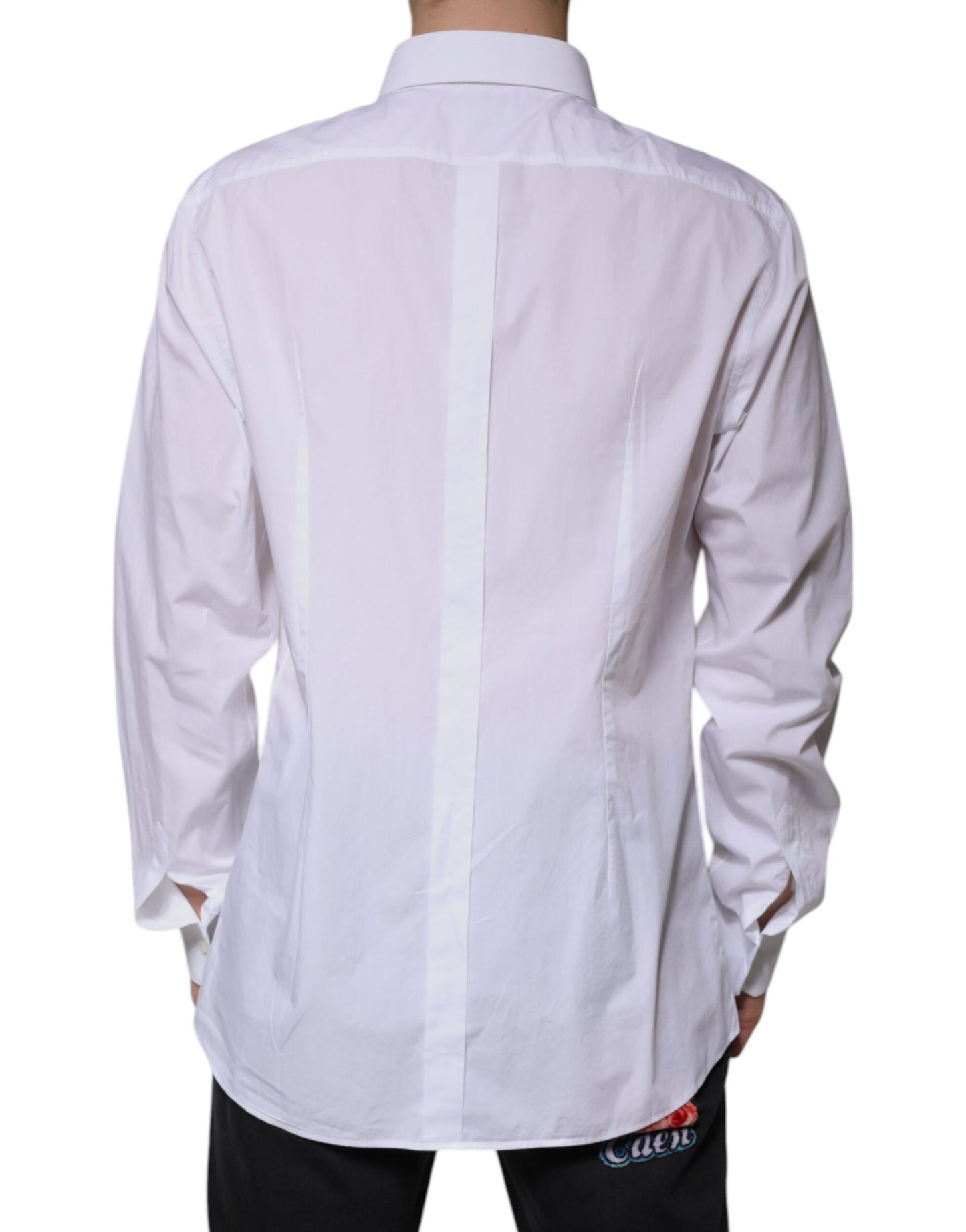Dolce & Gabbana Weißes Logo-Baumwollhemd Slim Fit GOLD