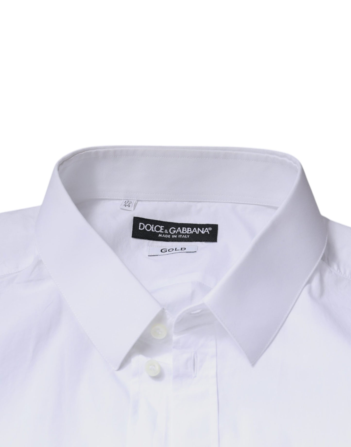 Dolce & Gabbana Weißes Logo-Baumwollhemd Slim Fit GOLD